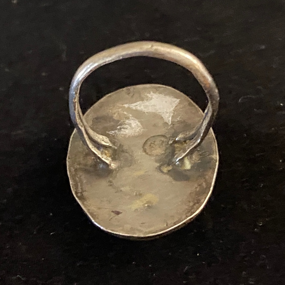 Vintage Native American Sterling Silver Turquoise Shadowbox Ring | Southwestern - Picture 8 of 9
